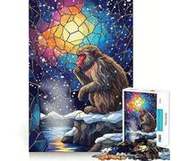 Puzzle da 1000 pezzi con illustrazione di una scimmia pensierosa in stile vetrata, ideale per adolescenti, un gioco rompicapo rilassante, un regalo di Natale di alta qualità (50x75cm)