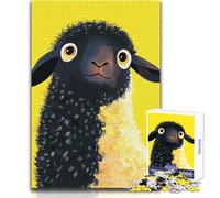 Puzzle da 1000 pezzi con illustrazione di una simpatica pecora nera per adulti, gioco creativo di risoluzione dei problemi, idea regalo memorabile e sentita, dimensioni 38x52cm