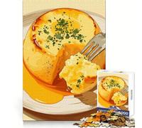 Puzzle da 1000 pezzi con illustrazione di una soffice frittata con forchetta,taglio preciso,divertente per stimolare la mente,per rallentare il ritmo,decorazione natalizia da parete (38x26cm)