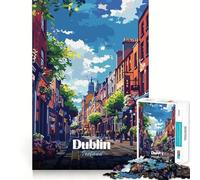 Puzzle da 1000 pezzi con illustrazione di una strada di Dublino,Irlanda Gioco di precisione,attività cerebrale,divertimento per il tempo libero,regalo di compleanno (38x52cm)