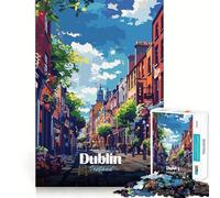 Puzzle da 1000 pezzi con illustrazione di una strada di Dublino,Irlanda Taglio preciso Gioco stimolante per la mente Relax e divertimento Decorazione natalizia (38x26cm)