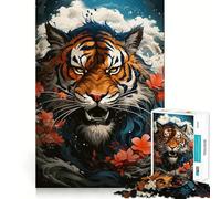 Puzzle da 1000 pezzi con illustrazione di una tigre, per adulti, gioco di logica, ideale per il gioco di gruppo, con bordi trasparenti, perfetto come regalo 50x75cm