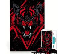 Puzzle da 1000 pezzi con illustrazione di una tigre rossa e nera per adolescenti, gioco di logica, momento di relax, taglio perfetto, lista dei desideri di Babbo Natale (38x26cm)