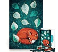 Puzzle da 1000 pezzi con illustrazione di una volpe addormentata tra le foglie, ideale per ragazzi, un gioco intelligente per la casa, con tagli precisi e un regalo premuroso 38x26cm
