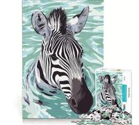 Puzzle da 1000 pezzi con illustrazione di una zebra che nuota nell'acqua giocattolo decorativo da parete divertente antistress ideale come regalo 50x75cm