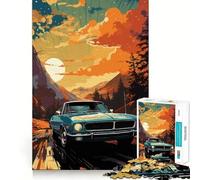Puzzle da 1000 pezzi con illustrazione di un'auto d'epoca in un percorso panoramico,gioco creativo che stimola la mente Componenti robusti e ben definiti,ideale da portare in viaggio Regalo perfetto