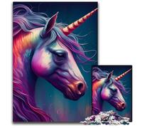 Puzzle da 1000 pezzi con illustrazione di unicorno per adulti, puzzle in legno per rilassarsi e sfidare, arte decorativa colorata per la casa, amici, 50x75cm/19,68x29,52 pollici