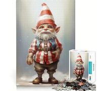 Puzzle da 1000 pezzi con illustrazione di uno gnomo sorridente, ideale per adulti, un regalo che stimola la mente, un'attività rilassante e un'esperienza artistica memorabile 38x26cm