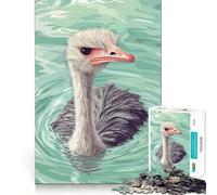 Puzzle da 1000 pezzi con illustrazione di uno struzzo che nuota nell'acqua, ideale per adulti, per stimolare la concentrazione e il tempo libero, perfetto come regalo di Babbo Natale (50x75cm)