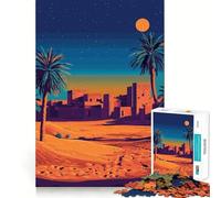 Puzzle da 1000 pezzi con illustrazione di un'oasi nel deserto di notte,taglio preciso,gioco di abilità cognitive,divertimento per il tempo libero,regalo di Natale rilassante (38x52cm)