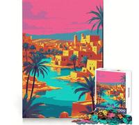 Puzzle da 1000 pezzi con illustrazione di un'oasi nel deserto e di un paesaggio urbano ideale per adulti Migliora la memoria è un passatempo rilassante con tagli precisi e un regalo premuroso