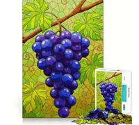 Puzzle da 1000 pezzi con illustrazione di uva in stile vetrata per adulti, gioco intelligente antistress, assemblaggio a sorpresa natalizia 38x26cm