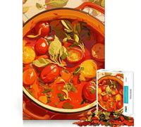 Puzzle da 1000 pezzi con illustrazione di zuppa di pomodoro in un vaso arancione, taglio preciso, divertente sfida mentale, gioco per il tempo libero, compleanno, arte, gioco (50x75cm)