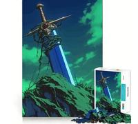 Puzzle da 1000 pezzi con illustrazione fantasy "Spada nella Roccia" per ragazzi, stimola la memoria, rilassante e divertente, con bordi precisi, un regalo pensato con cura 38x26cm