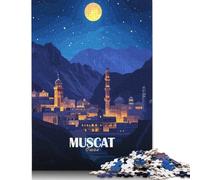 Puzzle da 1000 pezzi con illustrazione notturna di Muscat, Oman, per adulti, adolescenti e puzzle, sfida di giochi per famiglie da 1000 pezzi (75x50 cm)