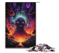 Puzzle da 1000 pezzi con illustrazione psichedelica a colori del teschio malvagio per bambini puzzle in legno decorazioni artistiche per la casa 1000 pezzi (38x26 cm)