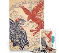 Puzzle da 1000 pezzi con illustrazione "Scontro tra Tigre e Fenice" per adulti, ideale per stimolare la memoria e creare un'immagine piacevole e rilassante 50x75cm
