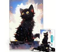 Puzzle da 1000 pezzi con illustrazione stilizzata di un gatto nero ideale per ragazzi stimola la logica favorisce il gioco rilassante e rappresenta un'opera d'arte di alta qualità da collezione