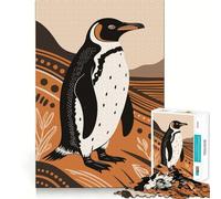 Puzzle da 1000 pezzi con illustrazione stilizzata di un pinguino, ideale per ragazzi, gioco di logica e svago, con bordi sottili, regalo speciale 38x26cm