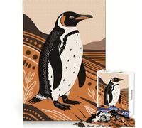 Puzzle da 1000 pezzi con illustrazione stilizzata di un pinguino, ideale per ragazzi, gioco di logica e svago, con bordi sottili, regalo speciale 38x26cm