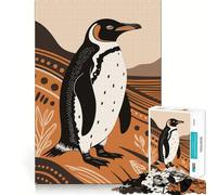 Puzzle da 1000 pezzi con illustrazione stilizzata di un pinguino, per adulti, gioco di logica puro, divertente e rilassante, con tagli netti, 50x75cm