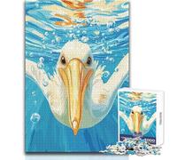Puzzle da 1000 pezzi con illustrazione subacquea di un pellicano per adolescenti, gioco di pensiero logico interattivo, ideale come regalo per occasioni memorabili, dimensioni 38x52cm