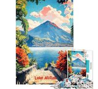 Puzzle da 1000 pezzi con immagine del Lago Atitlán Guatemala poster artistico puzzle per adolescenti gara di velocità manuale per compleanno Natale sfida di intelligenza giocattolo avvincente 38x52cm