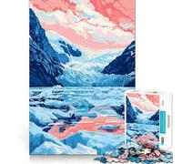 Puzzle da 1000 pezzi con immagine del lago e dei ghiacciai dell'Alaska,gioco di assemblaggio,stimolante per la mente,rilassante e divertente,ideale come regalo di compleanno (38x52cm)