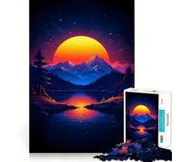 Puzzle da 1000 pezzi con immagine del lago e della montagna al tramonto, ideale per adulti, gioco di logica e antistress, con pezzi di dimensioni precise, perfetto come regalo 38x52cm