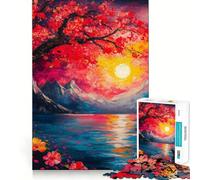 Puzzle da 1000 pezzi con immagine del lago e della montagna al tramonto, ideale per adulti, gioco di logica e antistress, taglio preciso, regalo perfetto 50x75cm
