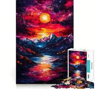 Puzzle da 1000 pezzi con immagine del lago e della montagna al tramonto per adulti e ragazzi ideale per migliorare la memoria per un relax leggero e piacevole con tagli nitidi e un regalo delizioso