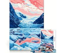 Puzzle da 1000 pezzi con immagine del lago glaciale dell'Alaska per adulti, che stimola la logica e il divertimento Montaggio sicuro Ottima idea regalo (38x26cm)