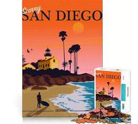 Puzzle da 1000 pezzi con immagine della spiaggia di San Diego, California, per ragazzi, gioco di logica e trenino antistress, taglio liscio, regalo memorabile (50x75cm)