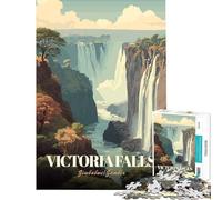 Puzzle da 1000 pezzi con immagine delle Cascate Vittoria Zimbabwe e Zambia Poster di viaggio per un gioco educativo e stimolante perfetto come regalo decorativo per uomini e donne (dimensioni 50x75cm)
