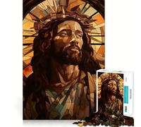 Puzzle da 1000 pezzi con immagine di Gesù Cristo nero,accurato e divertente,stimola la mente,ideale per momenti di relax e come decorazione natalizia 38x26cm