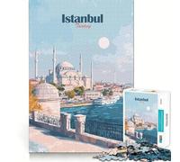 Puzzle da 1000 pezzi con immagine di Istanbul,Turchia,poster di viaggio,pezzi ben definiti,sfida mentale,gioco rilassante,divertimento,opera d'arte natalizia (50x75cm)