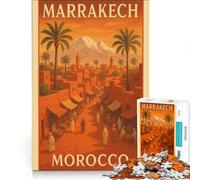 Puzzle da 1000 pezzi con immagine di Marrakech Marocco poster di viaggio gioco educativo antistress compleanno e Natale 38x52cm