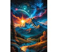 Puzzle da 1000 pezzi con immagine di montagna cosmica fantasy, galassia e arte planetaria con poster, 50,8 x 71,1 cm, puzzle panoramico della natura per adulti e famiglia, regalo unico per gli amanti