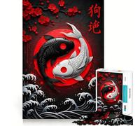 Puzzle da 1000 pezzi con immagine di pesci koi Yin Yang per adulti,gioco di logica e allenamento mentale,incastro perfetto,attività per rafforzare i legami affettivi (38x26cm)