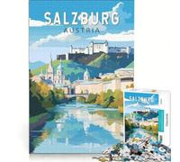 Puzzle da 1000 pezzi con immagine di Salisburgo, Austria, poster, giocattolo decorativo da parete, stimolante da completare, per rafforzare l'amore tra le coppie 38x52cm