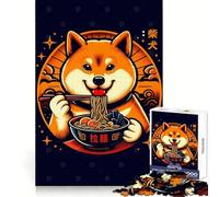 Puzzle da 1000 pezzi con immagine di Shiba Inu e ramen, ideale per adolescenti Un gioco intelligente per trascorrere del tempo di qualità insieme Immagine da assemblare, opera d'arte 50x75cm