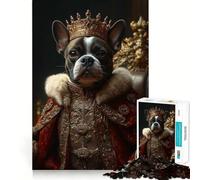 Puzzle da 1000 pezzi con immagine di un Boston Terrier,un cane re,con tagli precisi e un'opera d'arte che stimola la mente Gioco divertente per il tempo libero,decorazione natalizia e regalo (38x26cm)