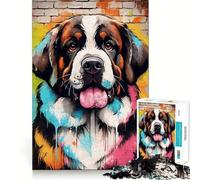 Puzzle da 1000 pezzi con immagine di un cane San Bernardo e graffiti, per adulti, gioco di logica, divertente e rilassante, pezzo da collezione (50x75cm)