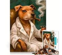 Puzzle da 1000 pezzi con immagine di un cane sofisticato che fuma un sigaro, ideale per adolescenti Gioco di logica, rilassante e divertente, con taglio preciso e design artistico (38x26cm)