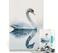 Puzzle da 1000 pezzi con immagine di un cigno riflesso, ideale per adulti, per stimolare la memoria e creare un'immagine piacevole e creativa 38x26cm