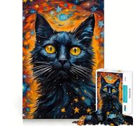 Puzzle da 1000 pezzi con immagine di un gatto nero,gioco di incastro preciso,stimola la logica,ideale per il tempo libero e come regalo di compleanno 38x26cm