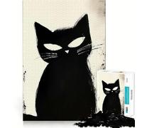 Puzzle da 1000 pezzi con immagine di un gatto nero,ritaglio preciso,gioco di logica,regalo divertente,facile da giocare,regalo di compleanno 50x75cm