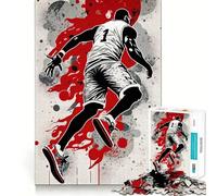 Puzzle da 1000 pezzi con immagine di un giocatore di basket in azione,incastro preciso,gioco cognitivo,regalo,momento di divertimento accogliente,scena natalizia (38x26cm)