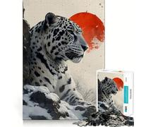 Puzzle da 1000 pezzi con immagine di un leopardo delle nevi, ideale per adolescenti, per rafforzare la memoria e il legame familiare, con bordi precisi Regalo perfetto (38x26cm)