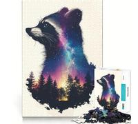 Puzzle da 1000 pezzi con immagine di un procione e una galassia, ideale per adulti Un giocattolo intelligente e divertente per tutta la famiglia Taglio preciso, opera d'arte (38x52cm)